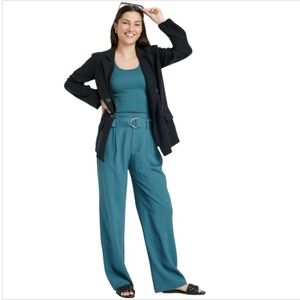 A New Day Teal Wide Leg High Rise Relaxed Fit Pleated Pant NWT SZ 2